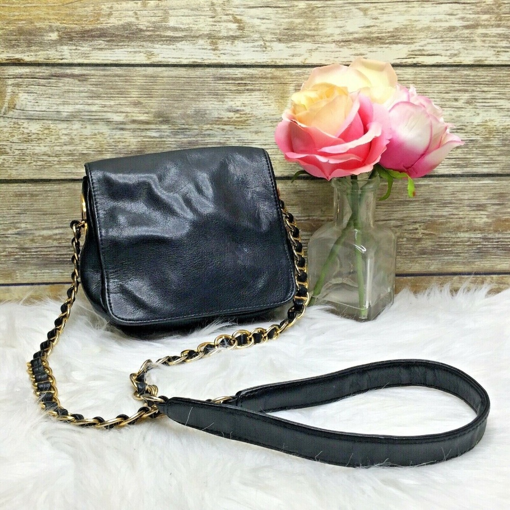 Vntg L.J.S Collection Black Leather Purse Bag